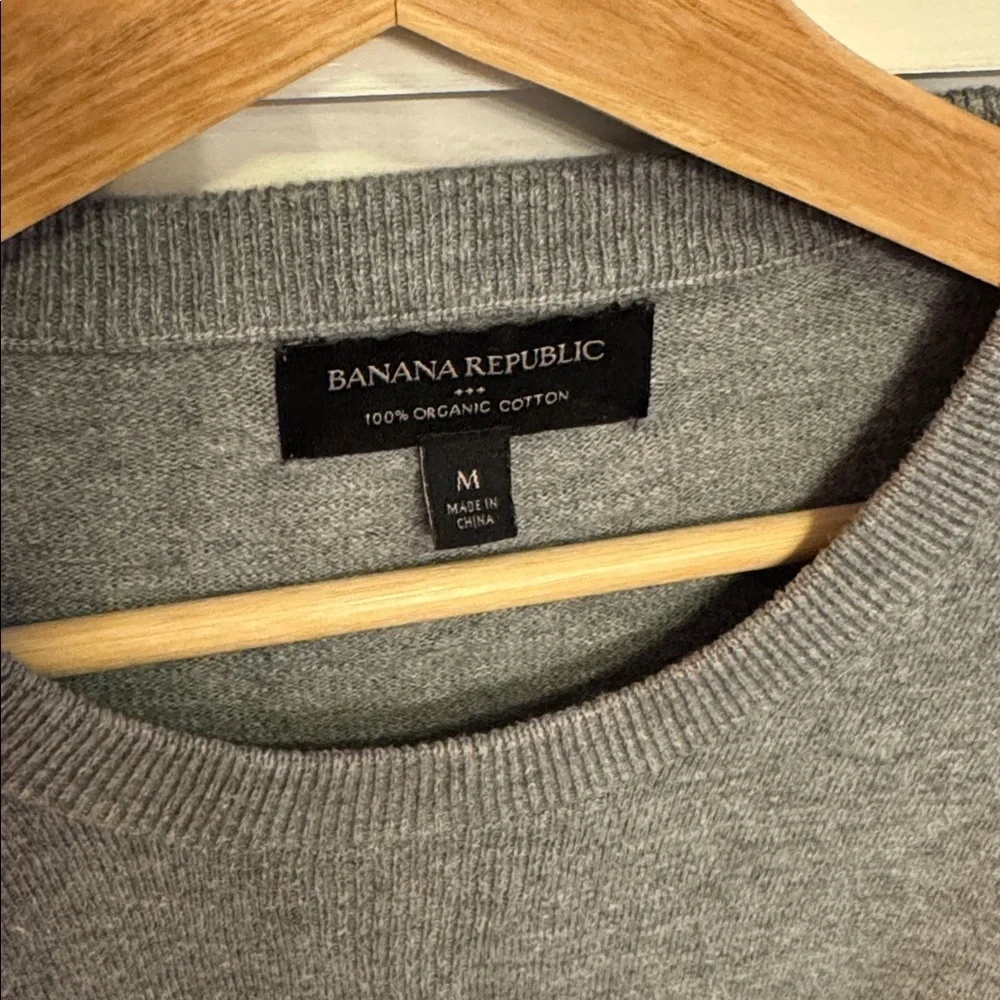 Banana Republic Men’s Gray 100% Cotton Crewneck Sweater Pullover Gray Size M